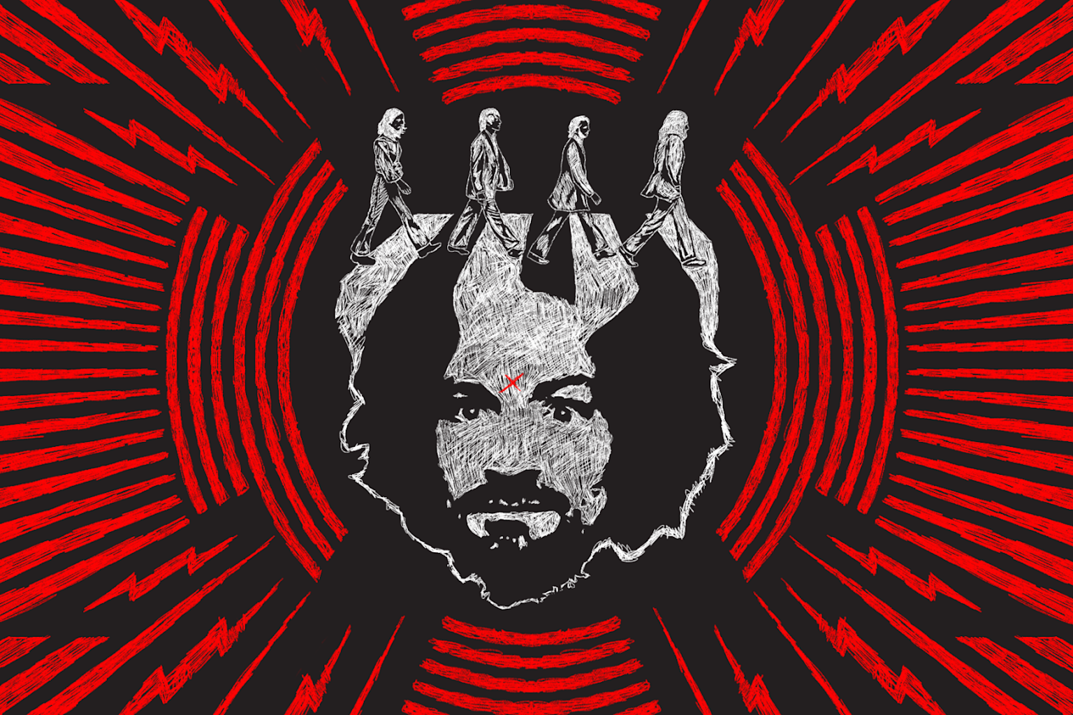 Charles Manson illusztráció - a kultuszvezetö portréja