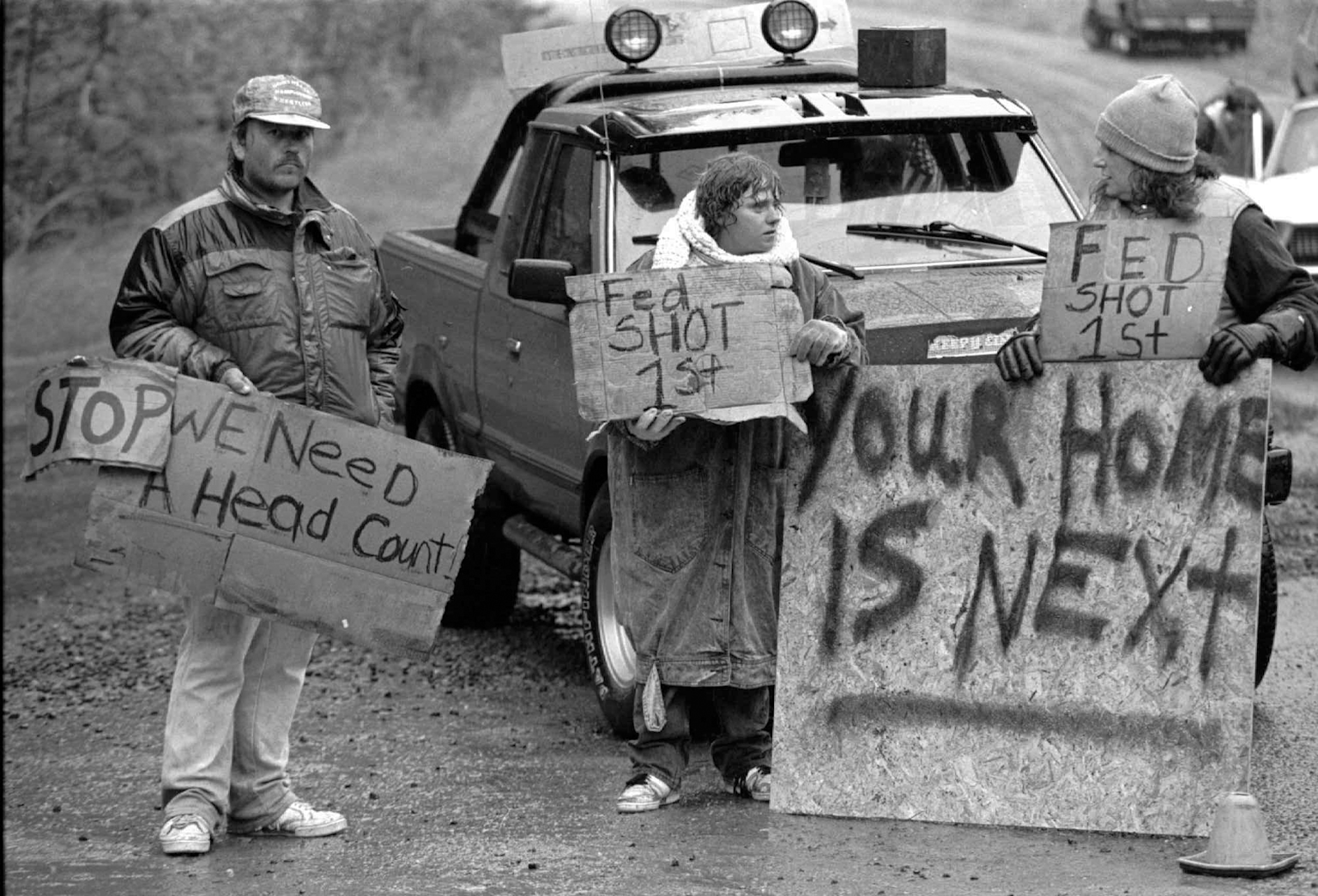Tiltakozók a Ruby Ridge-i FBI ostrom során 1992-ben